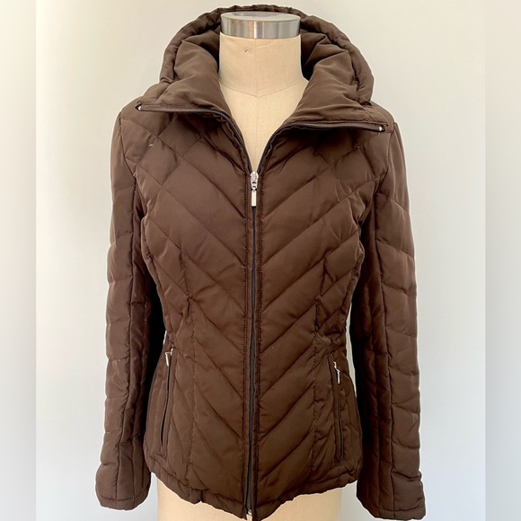 ❌SOLD❌ Nine West Down Jacket, Chocolate Brown & Silver Hardware, Small - Picture 2 of 3